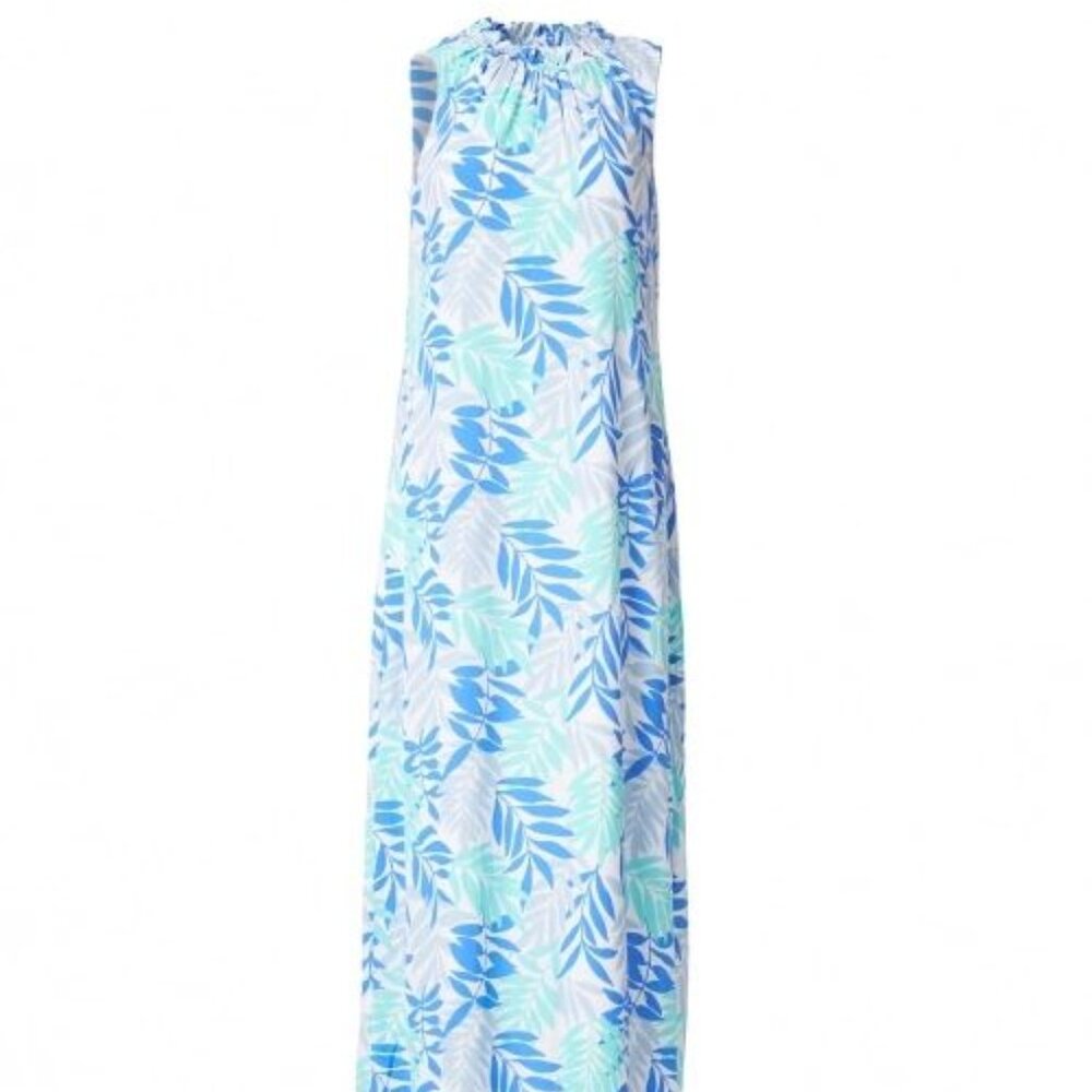 Sail to Sable Blue Palm Maxi Dress Sz XS